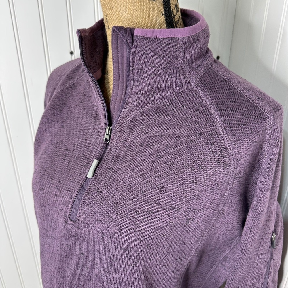 Eddie Bauer Fleece Pullover Heathered Purple Quarter Zip Jacket Gorpcore Sz 2XL - Picture 2 of 16